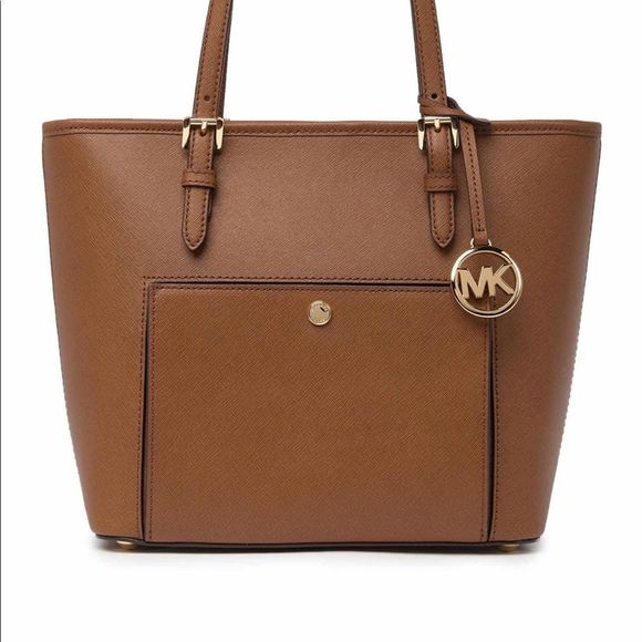 Michael Kors Jet Set Medium Saffiano Leather Pocket Tote Bag - Picture 14 of 14